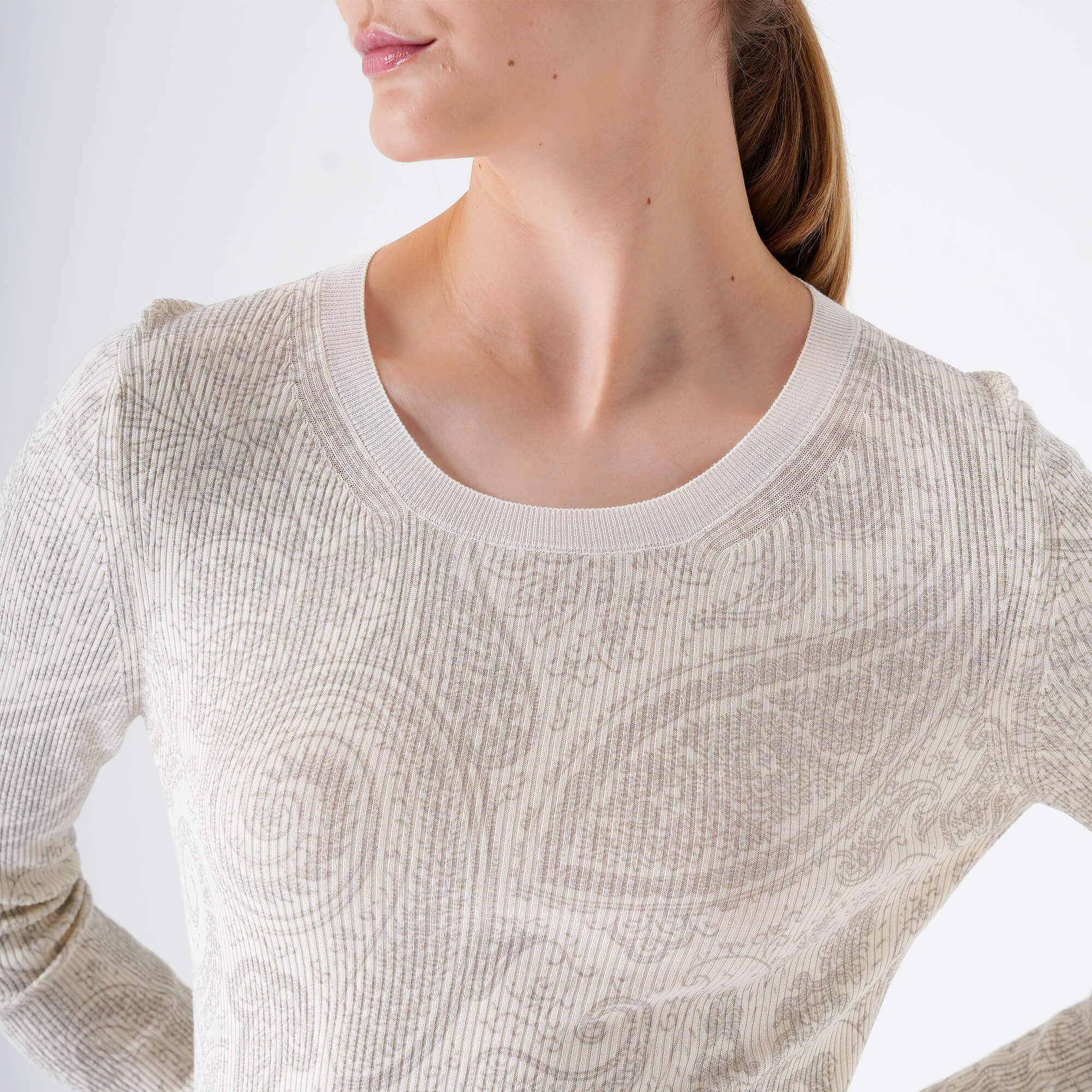 Etro - White & Grey Paisley Thin Sweater